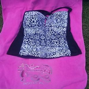 Catalina Black and White One-Piece Swimsuit with Side Panels